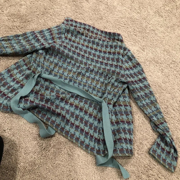 Shu Shu Hounds tooth Blue sweater jacket Size Small - Picture 7 of 10
